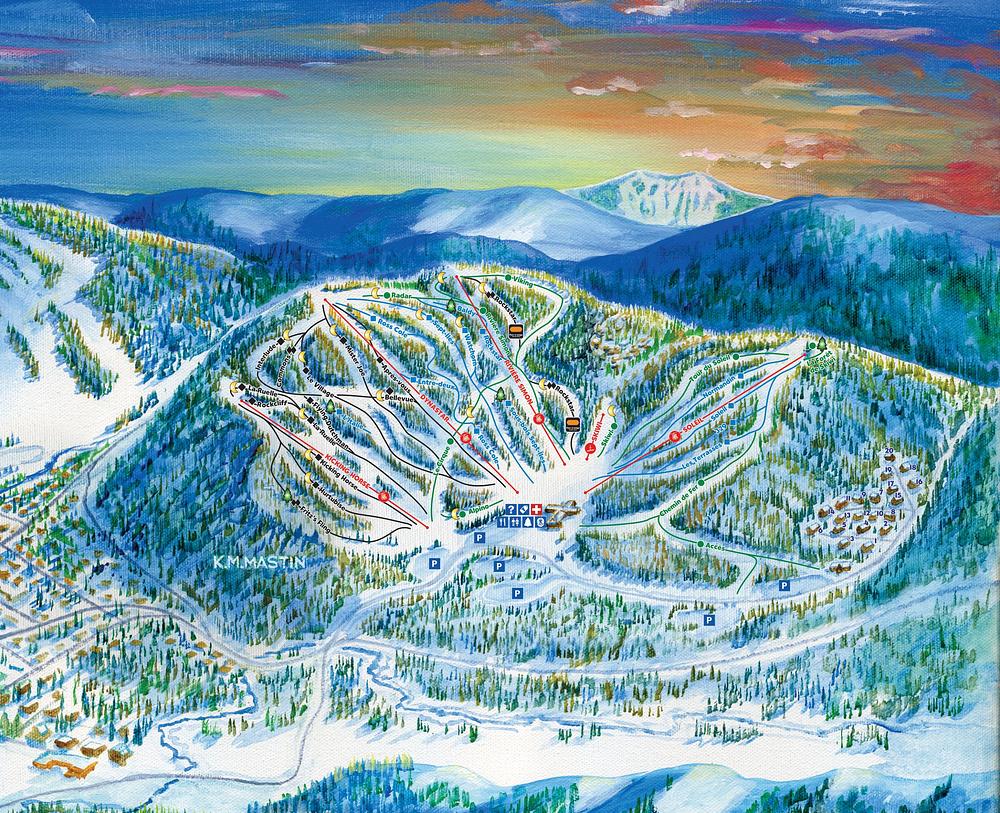 Heights artist. Aspen Snowmass Ski Trail Map.